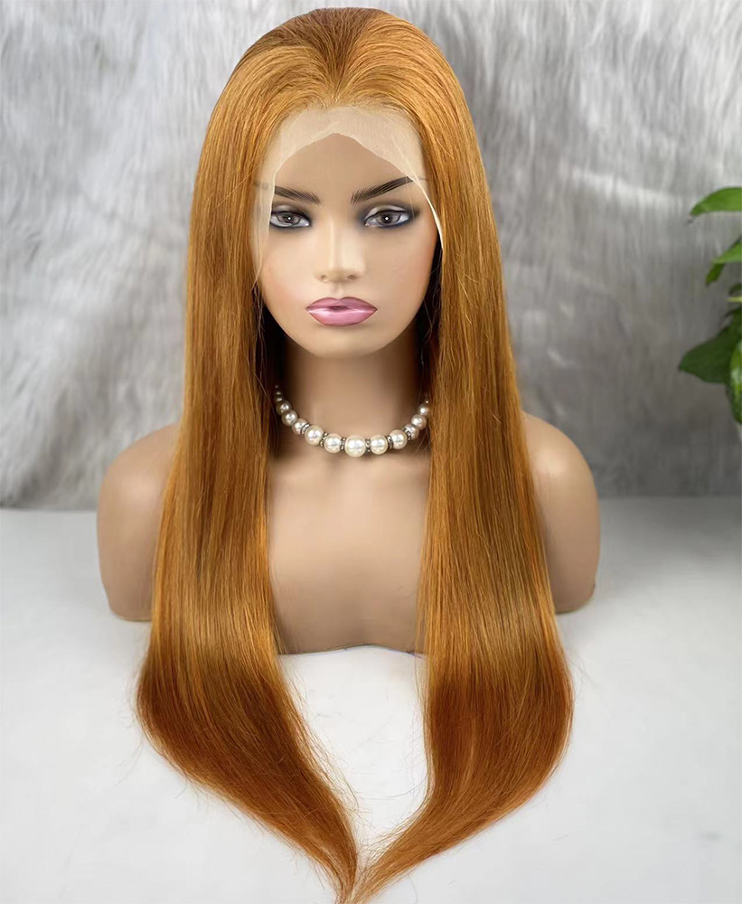 Gerçek Front Lace Tül Peruk - Düz - Bakır 70-75cm - Görsel 2