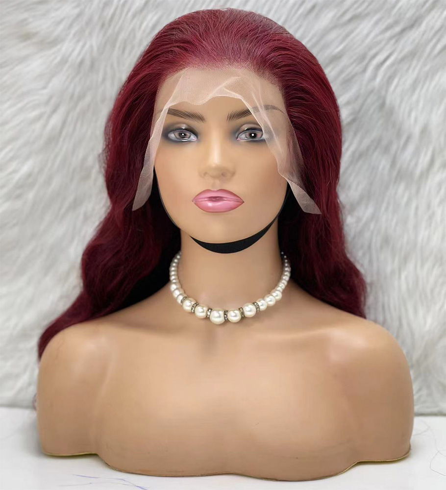 Gerçek Front Lace Tül Peruk - Dalgalı - Koyu Kızıl 70-75cm - Görsel 2