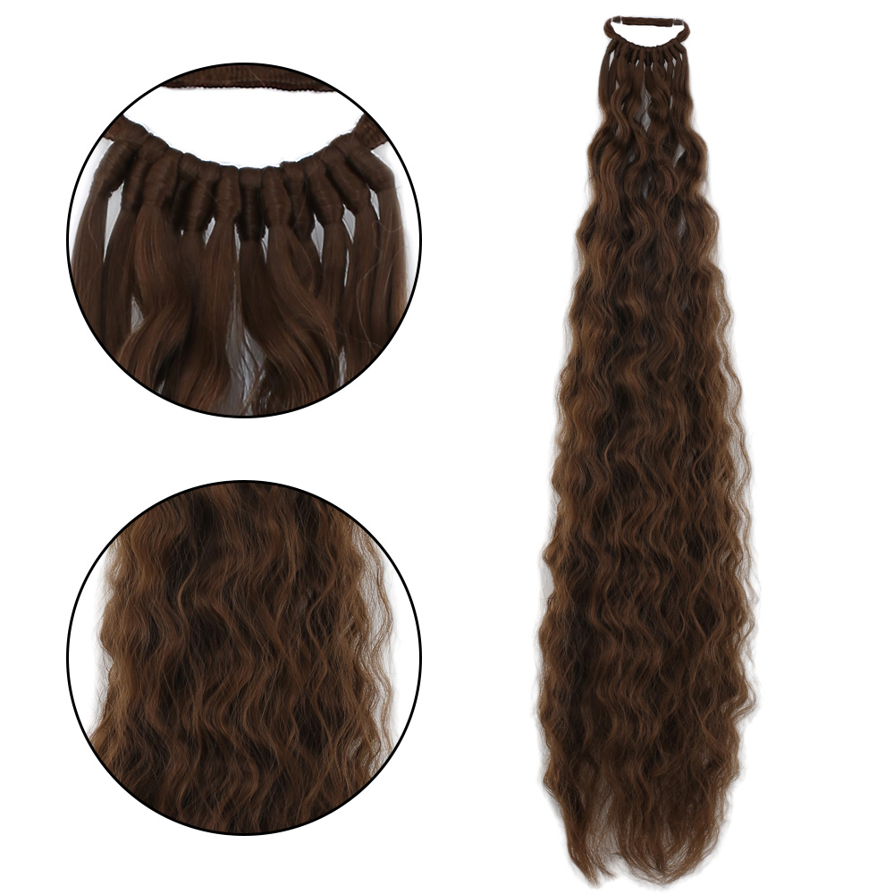 Lastik Tokalı At Kuyruğu Kabarık Afro Dalgalı - Kumral - Görsel 2