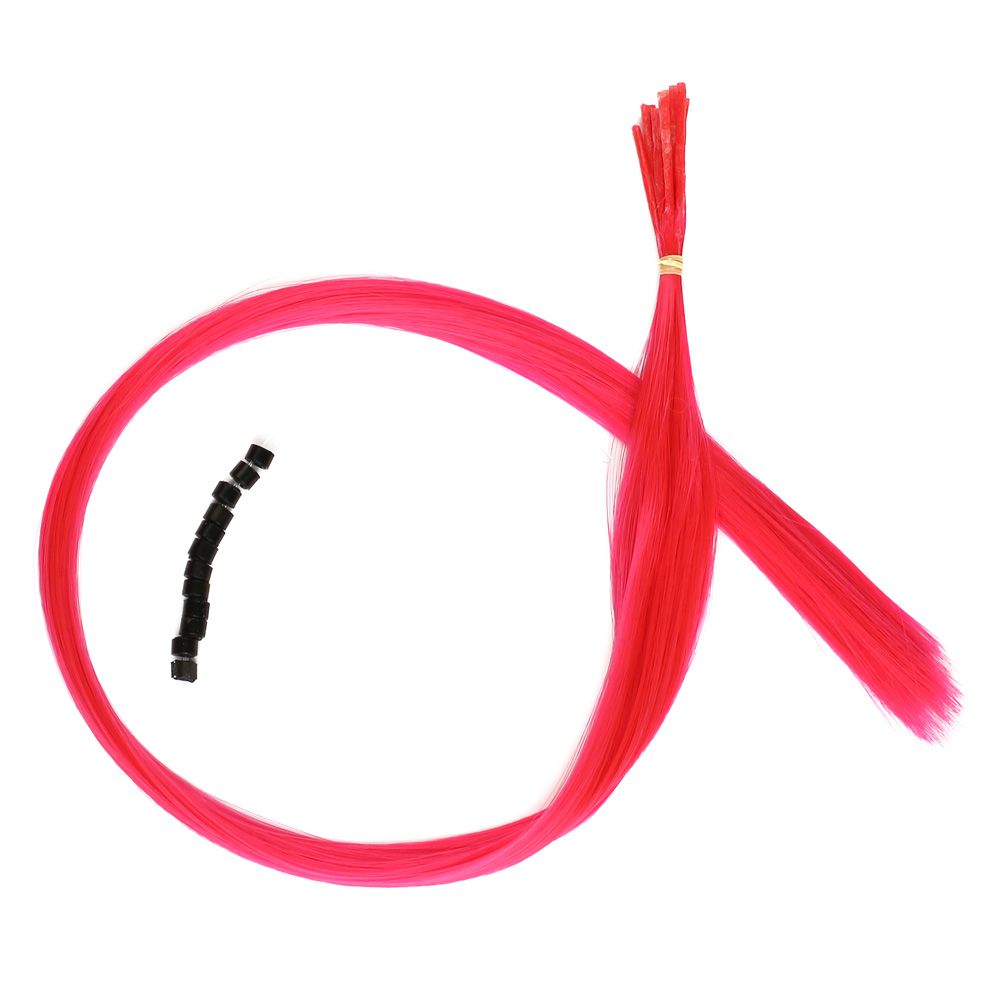 Renkli Sentetik Boncuk Kaynaklık Saç + Takım Aparatı - Neon Pembe - 10 Adet - Görsel 2