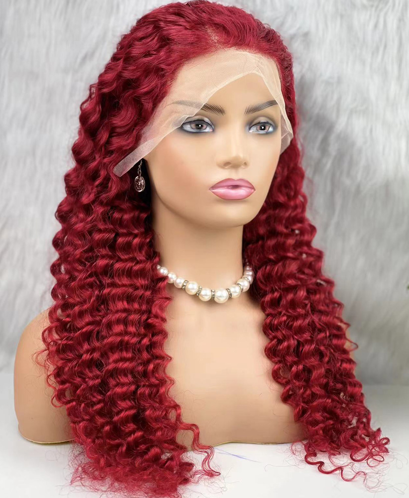 Gerçek Front Lace Tül Peruk - Derin Dalgalı - Kızıl 70-75cm - Görsel 3