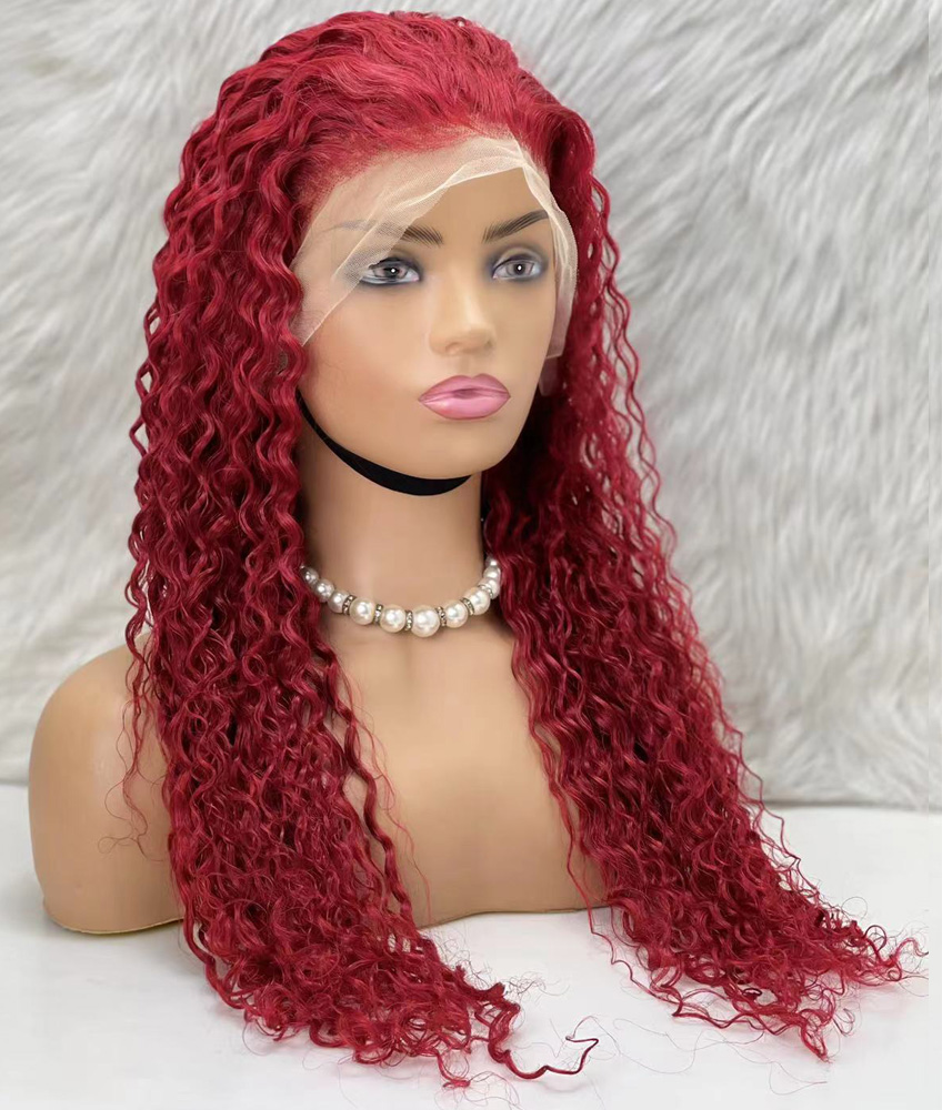 Gerçek Front Lace Tül Peruk - Su Dalgası - Kızıl 70-75cm - Görsel 3