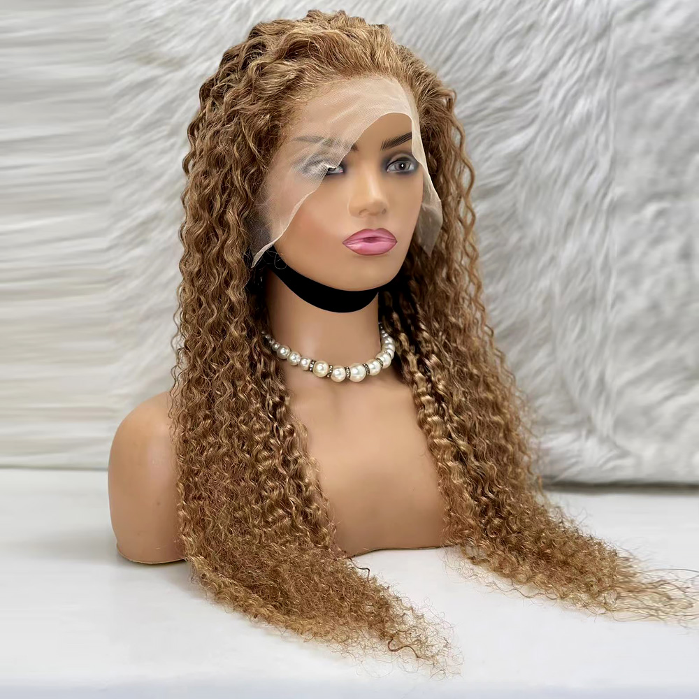 Afro Dalga Front Lace Gerçek Tül Peruk - Kumral - 70-75cm - Görsel 2