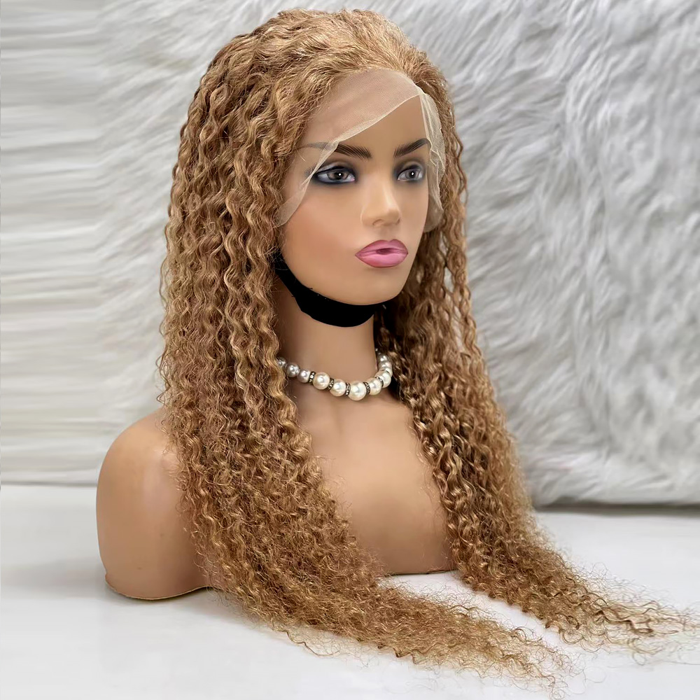 Afro Dalga Front Lace Gerçek Tül Peruk - Sıcak Karamel - 70-75cm - Görsel 3