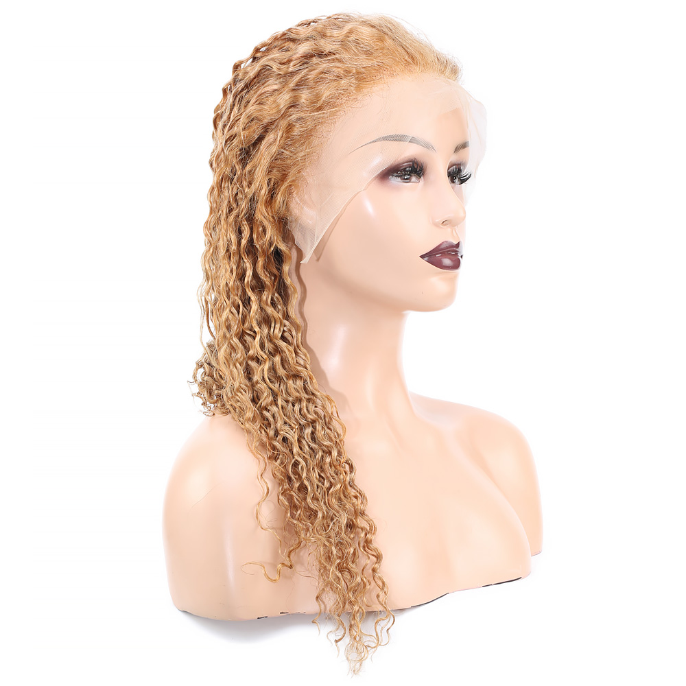 Afro Dalga Front Lace Gerçek Tül Peruk - Altın Karamel - 60-65cm - Görsel 3