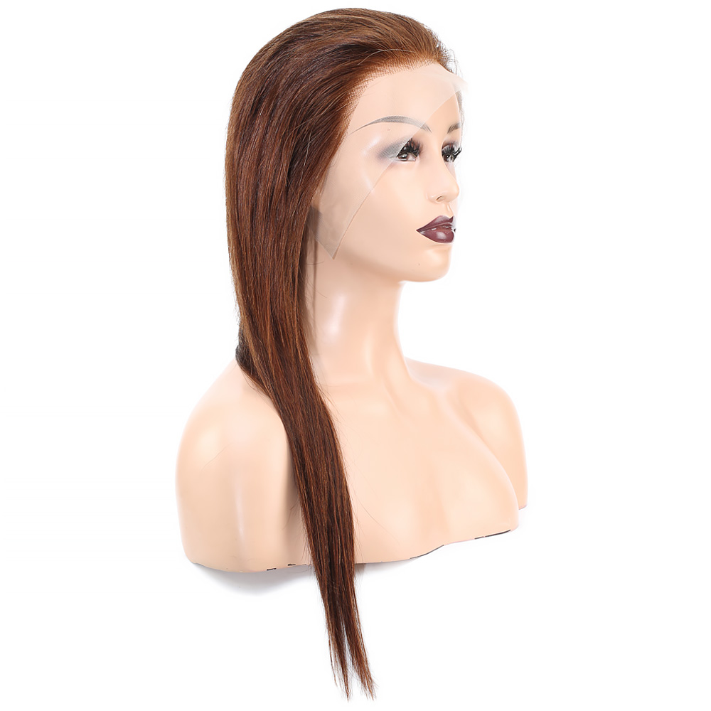 Düz Front Lace Gerçek Tül Peruk - Açık Kahve - 60-65cm - Görsel 2