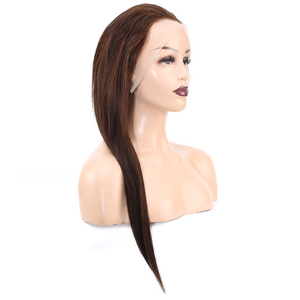 Düz Front Lace Gerçek Tül Peruk - Koyu Kahve - 60-65cm - Görsel 2