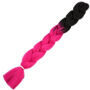 Afrika Örgülük Sentetik Ombreli Saç 100 Gr. - Siyah / Fuşya