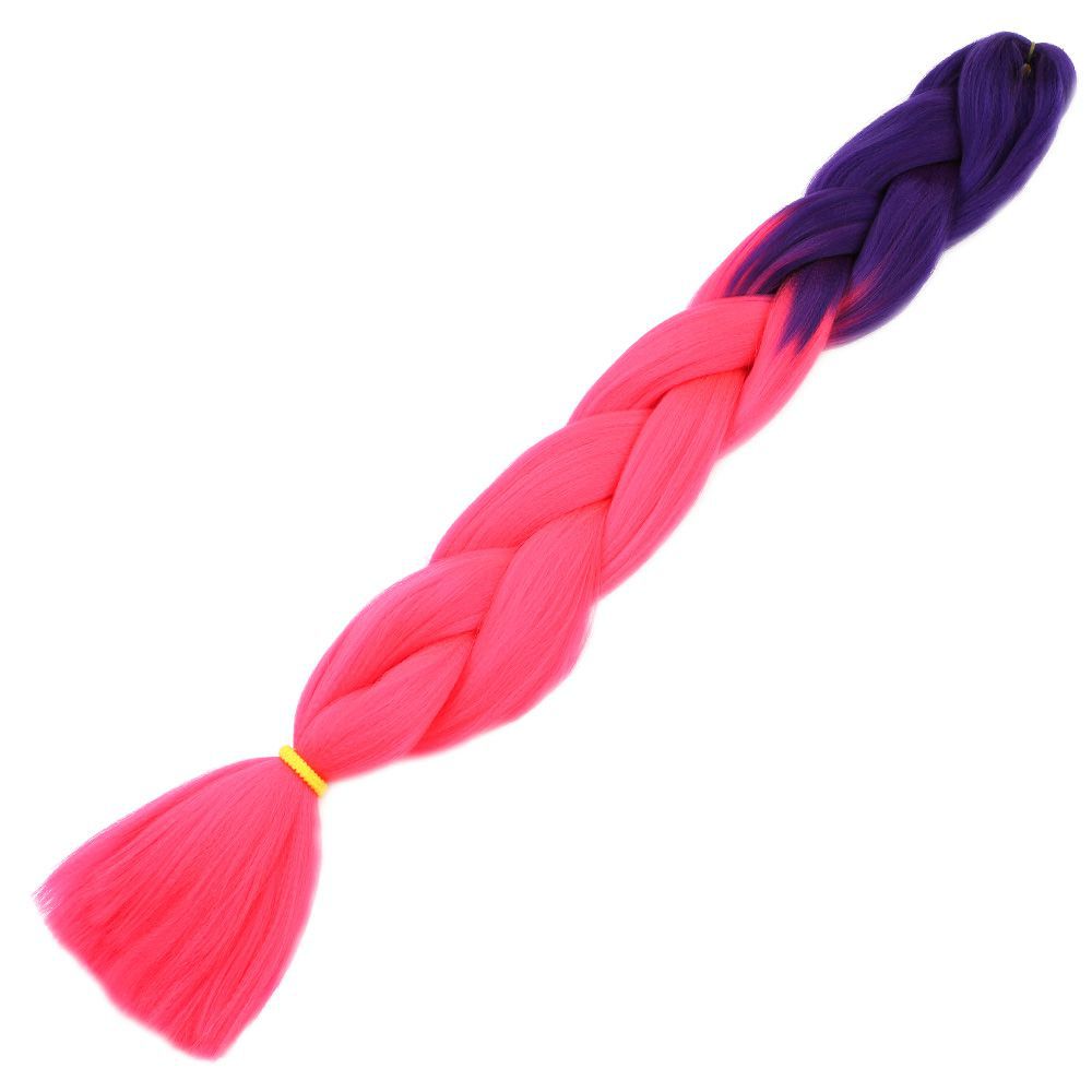 Afrika Örgüsü Ve Rasta İçin Sentetik Ombreli Saç - Mor / Neon Pembe - Görsel 2