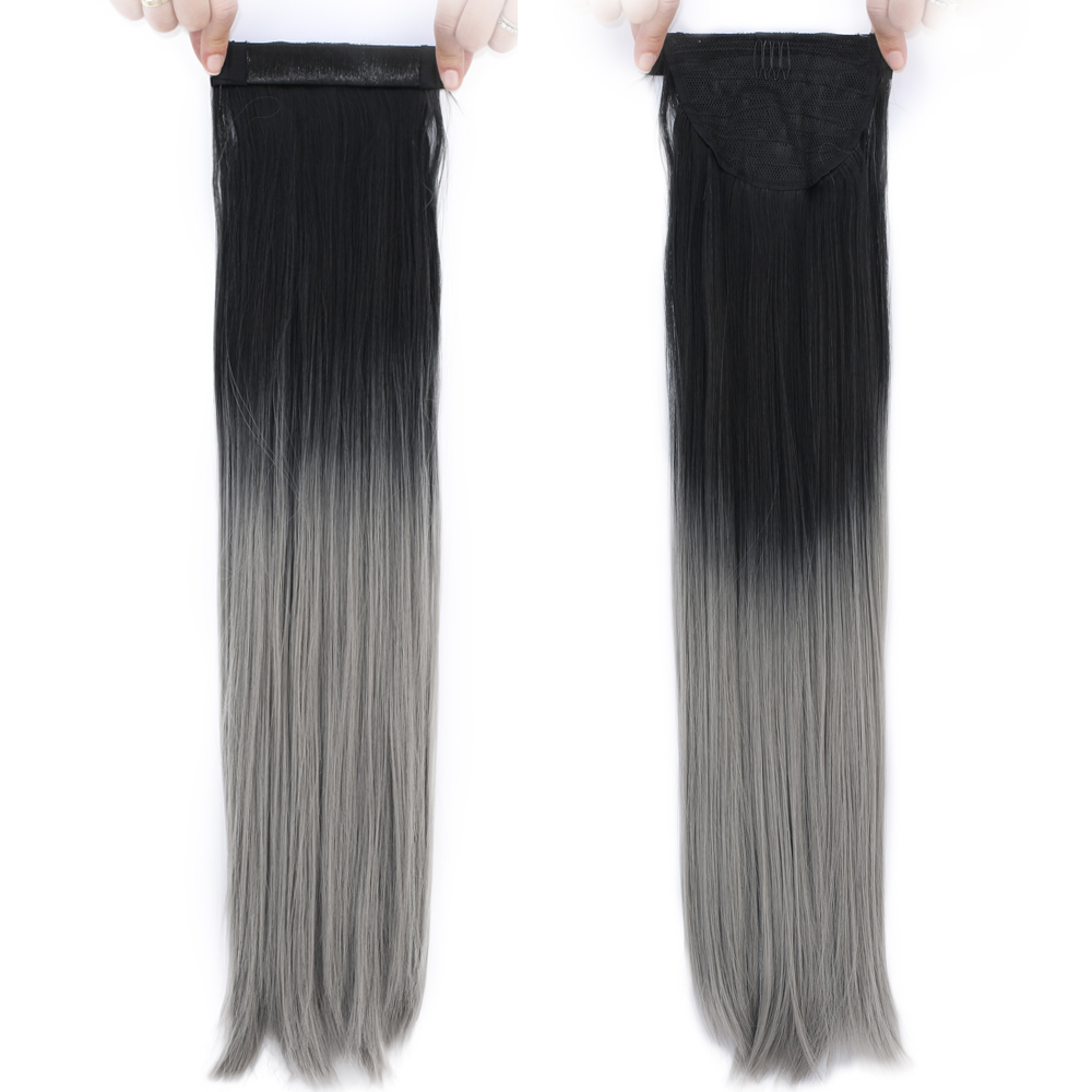 Fiber Sentetik Sihirli At Kuyruğu - Siyah / Gri Ombreli - Görsel 3