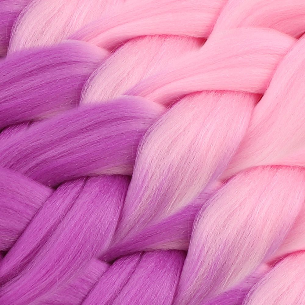 Afrika Örgülük Sentetik Ombreli Saç 100 Gr. - Açık Pembe / Lila - Görsel 2