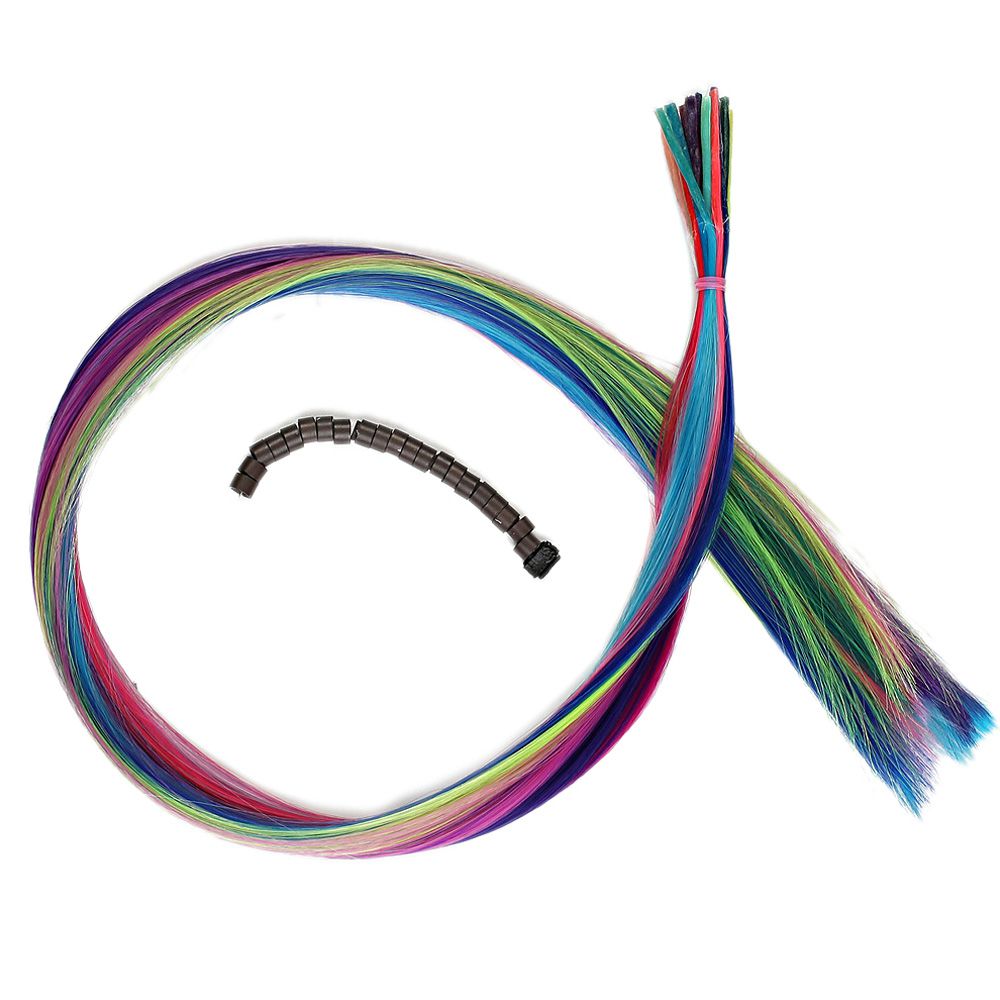 20 Adet Karışık Renkli Fiber Sentetik Kaynaklık Saç 50cm + Takım Aparatı ve Boncuğu - Görsel 4