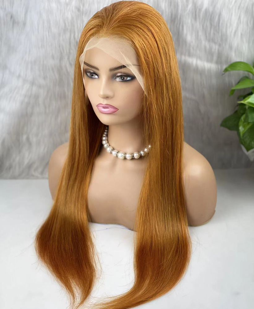 Gerçek Front Lace Tül Peruk - Düz - Bakır 70-75cm - Görsel 4