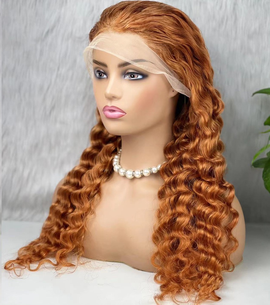 Gerçek Front Lace Tül Peruk - Yoğun Dalgalı - Bakır 70-75cm - Görsel 4