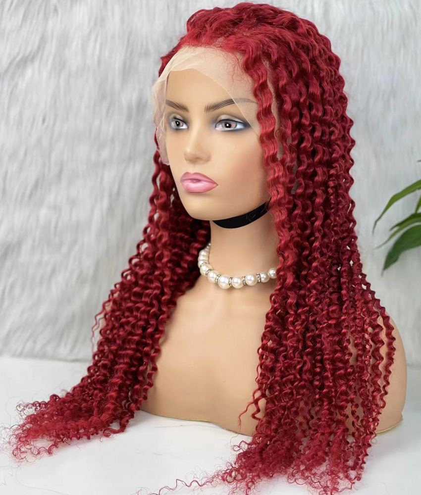Gerçek Front Lace Tül Peruk - Kabarık Afro - Kızıl 70-75cm - Görsel 4