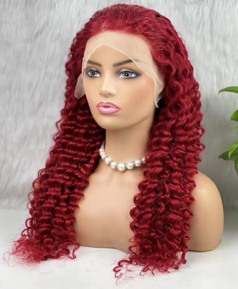 Gerçek Front Lace Tül Peruk - Derin Dalgalı - Kızıl 70-75cm - Görsel 4