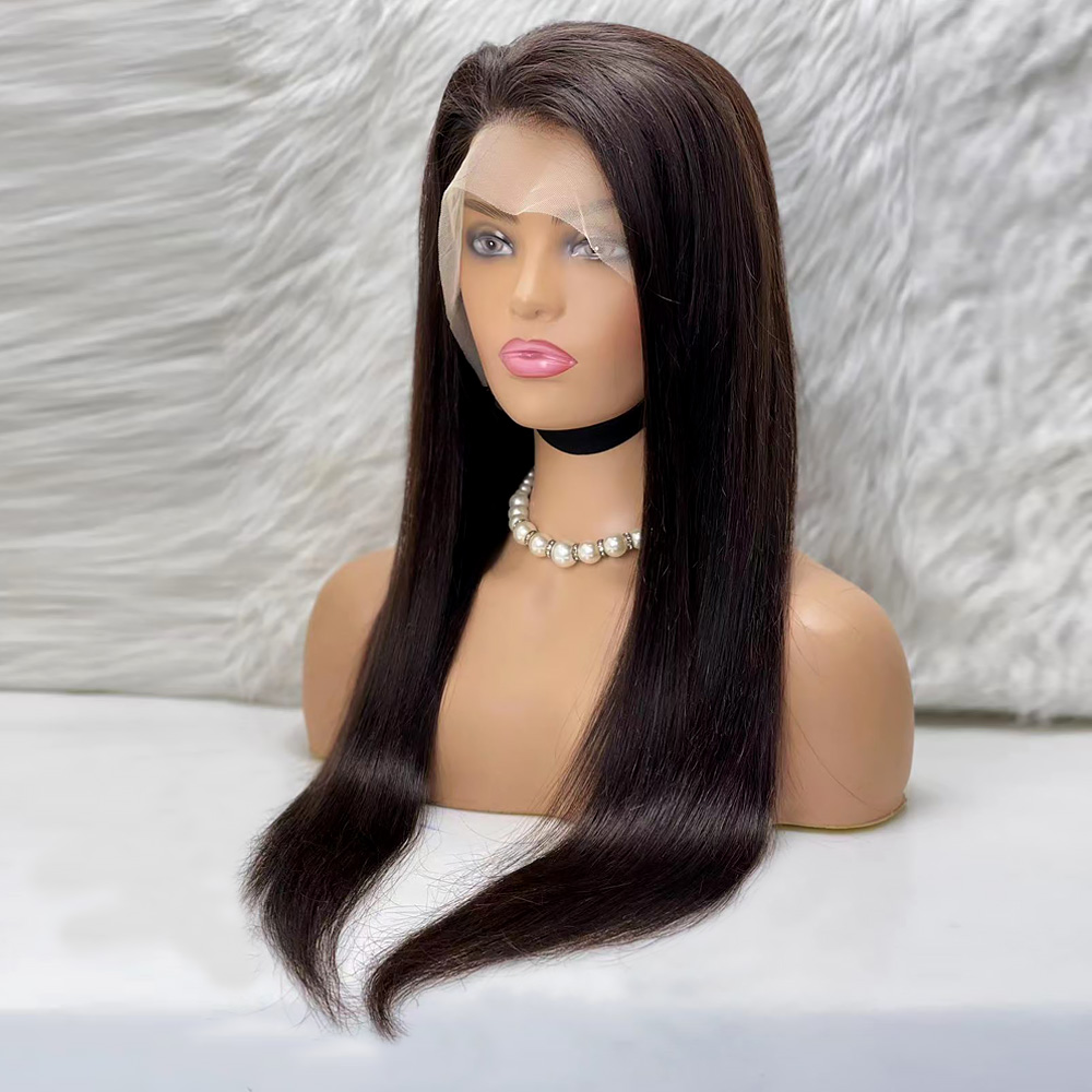 Düz Front Lace Gerçek Tül Peruk - Doğal - 70-75cm - Görsel 3