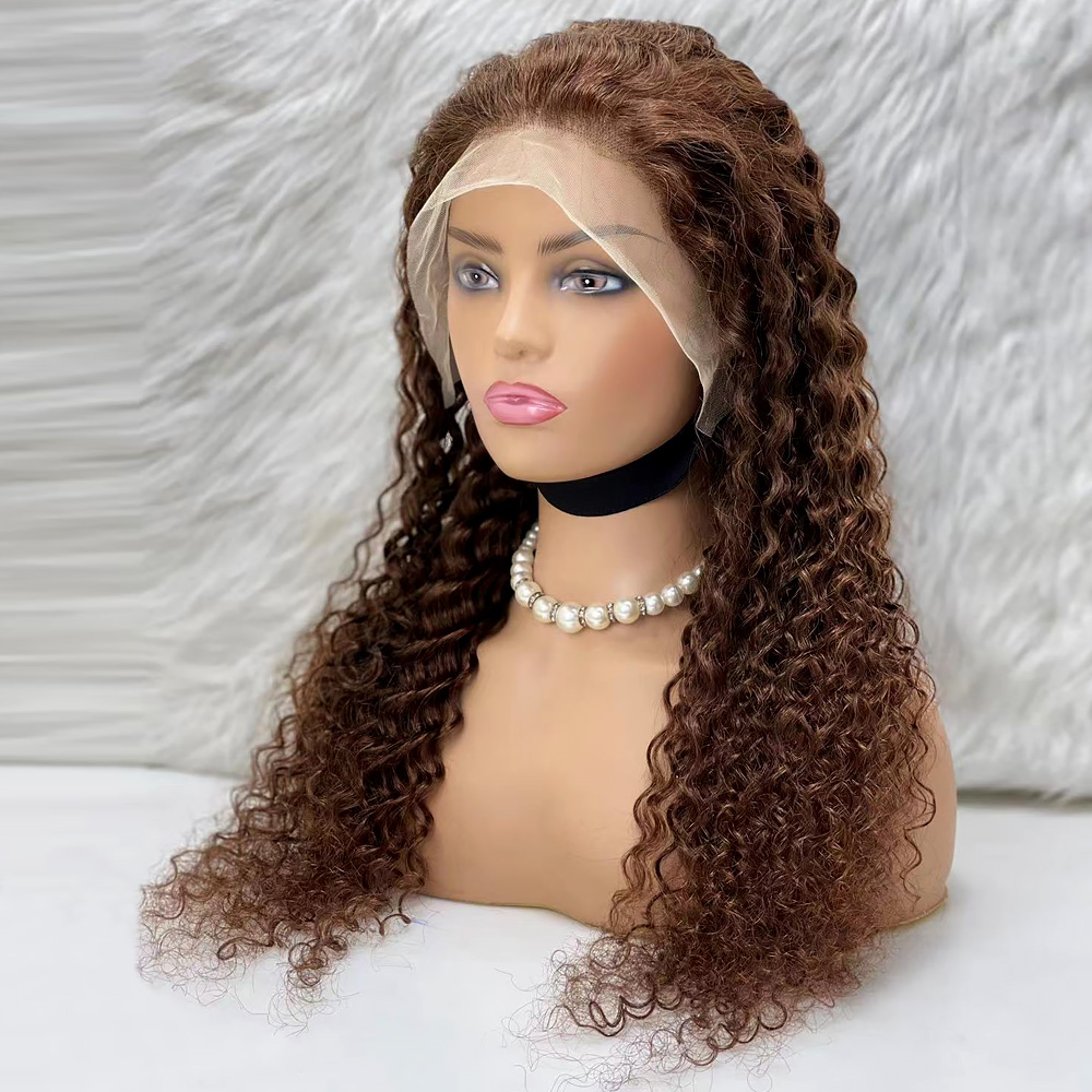 Afro Dalga Front Lace Gerçek Tül Peruk - Açık Kahve - 70-75cm - Görsel 3
