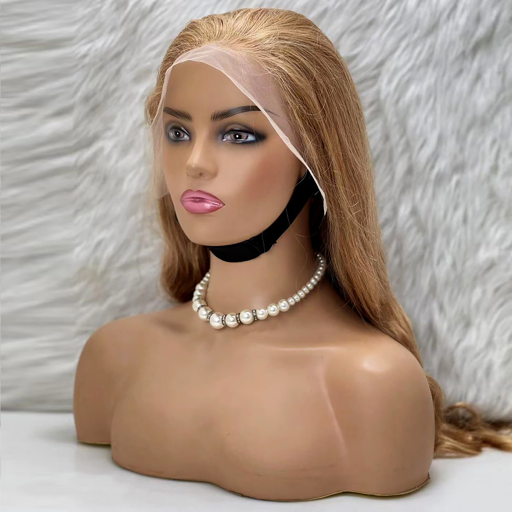 Dalgalı Front Lace Gerçek Tül Peruk - Sıcak Karamel - 70-75cm - Görsel 4