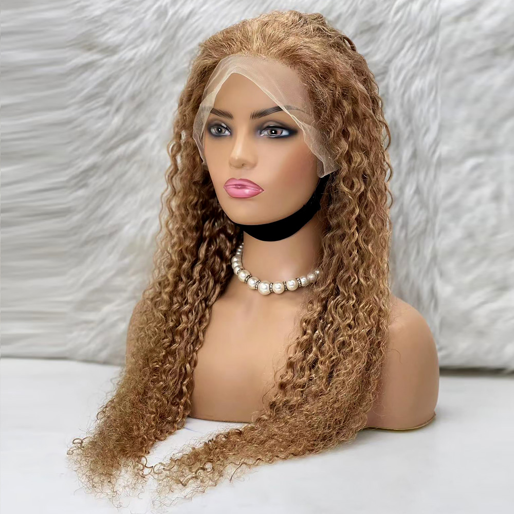 Afro Dalga Front Lace Gerçek Tül Peruk - Sıcak Karamel - 70-75cm - Görsel 4