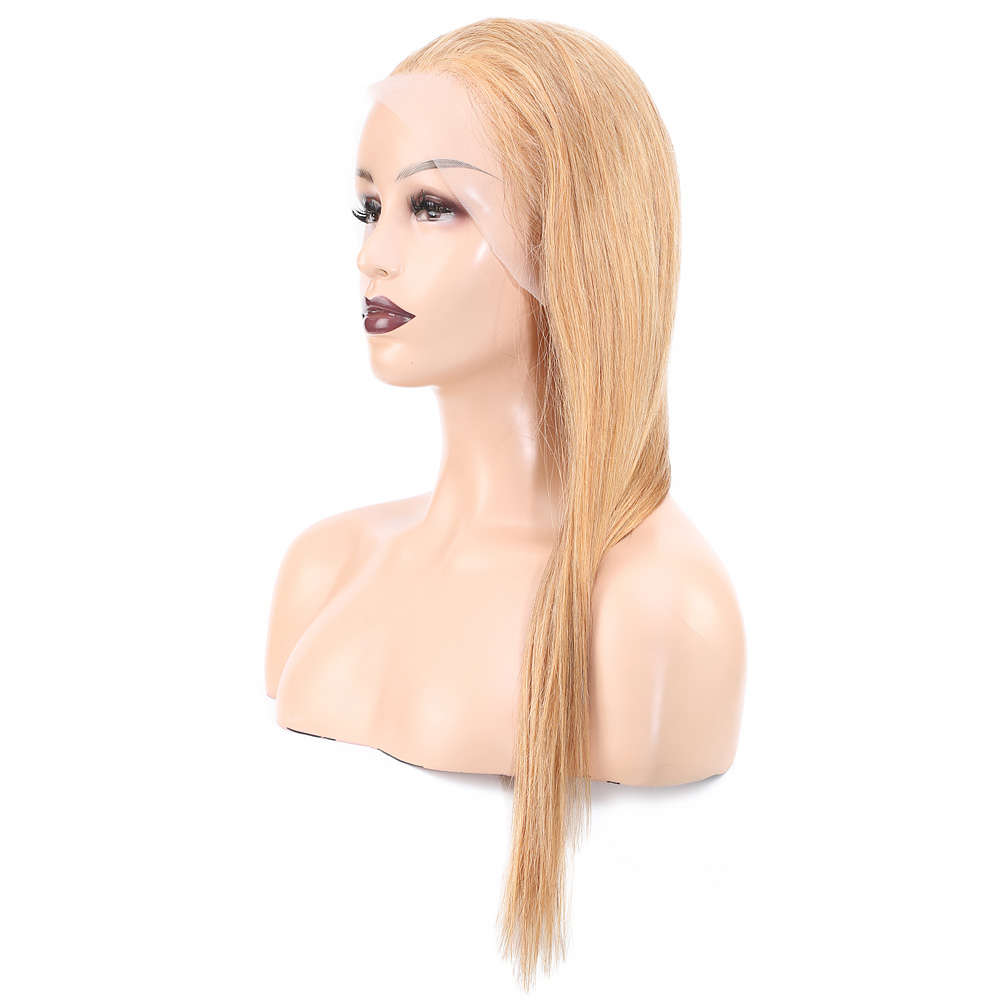 Düz Front Lace Gerçek Tül Peruk - Altın Karamel - 60-65cm - Görsel 4