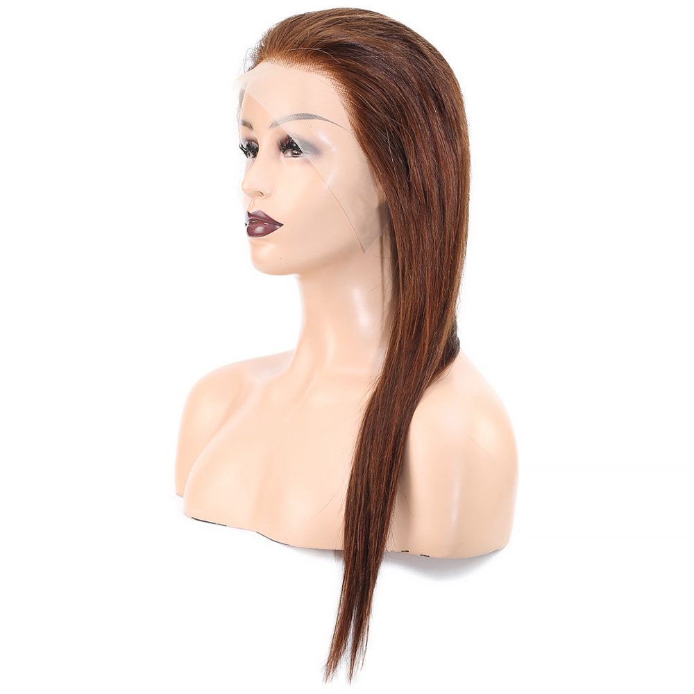 Düz Front Lace Gerçek Tül Peruk - Açık Kahve - 60-65cm - Görsel 3