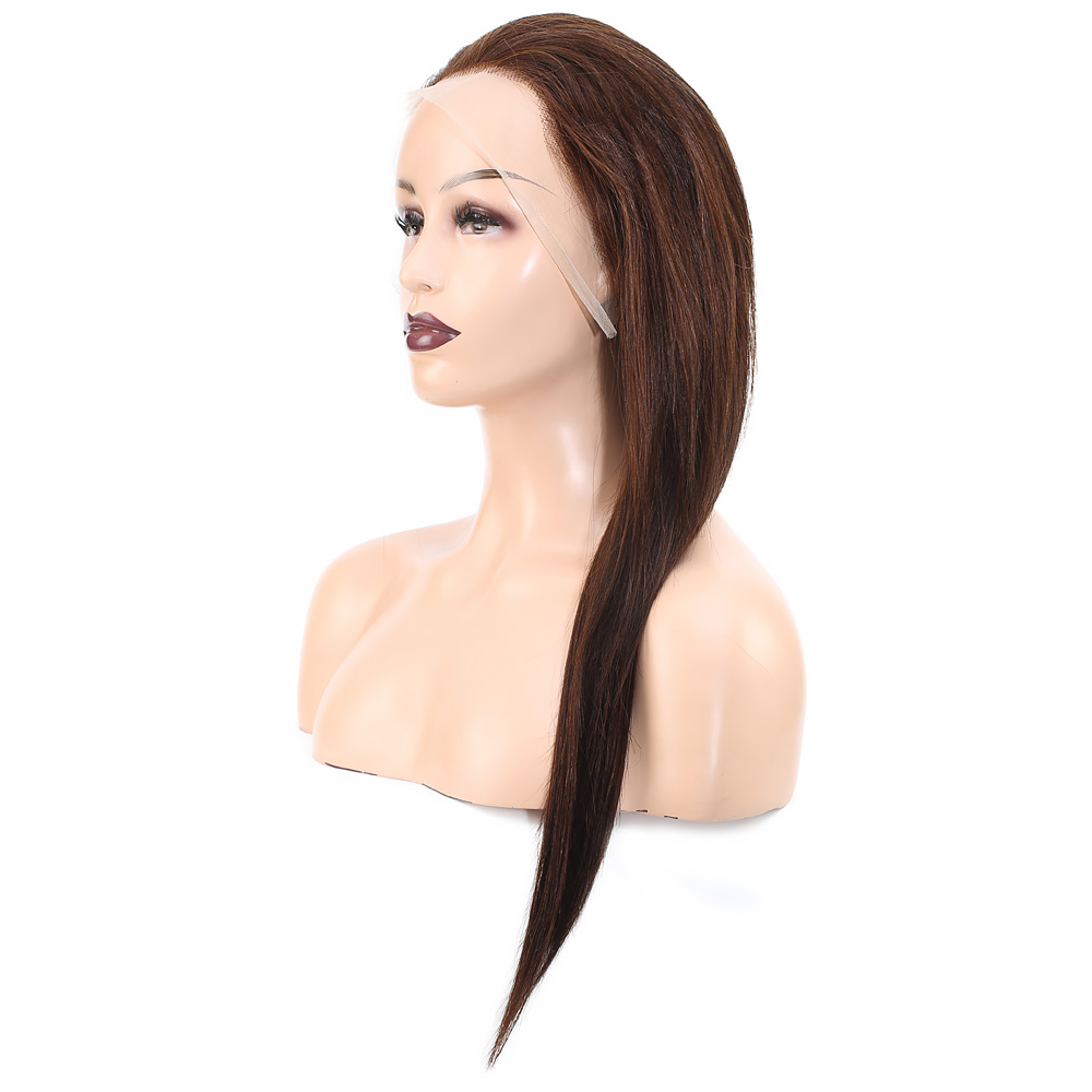 Düz Front Lace Gerçek Tül Peruk - Koyu Kahve - 60-65cm - Görsel 3