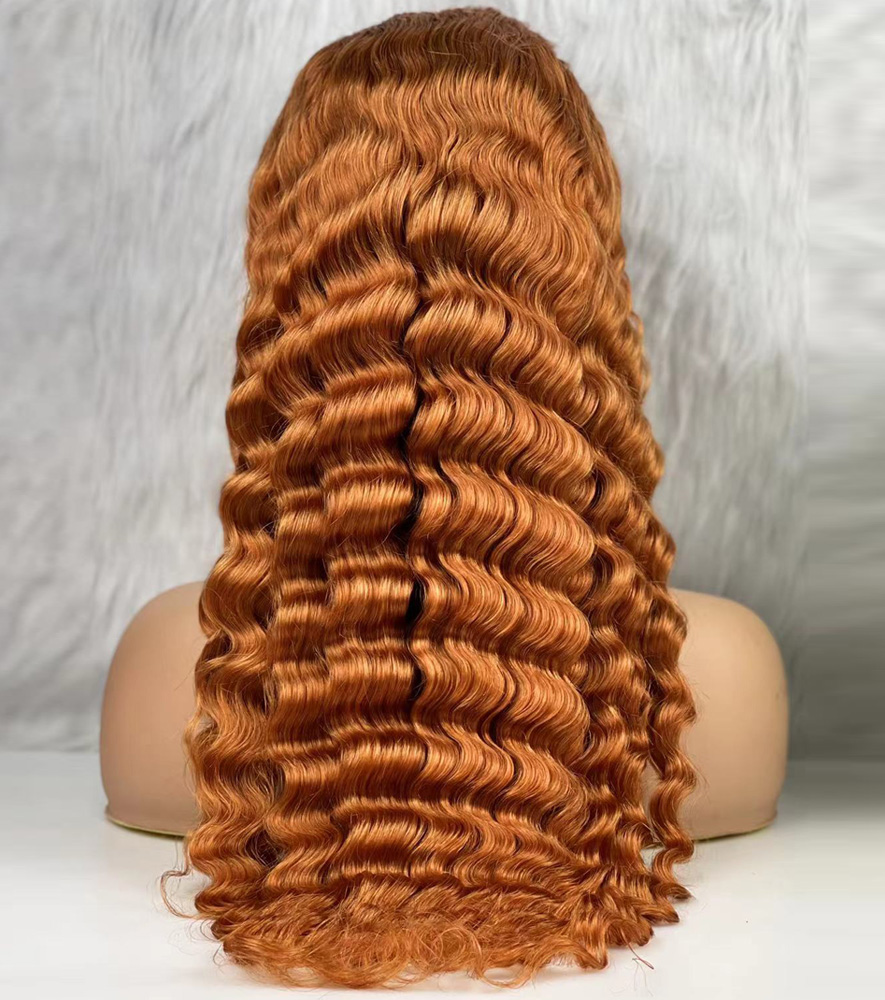 Gerçek Front Lace Tül Peruk - Yoğun Dalgalı - Bakır 70-75cm - Görsel 5