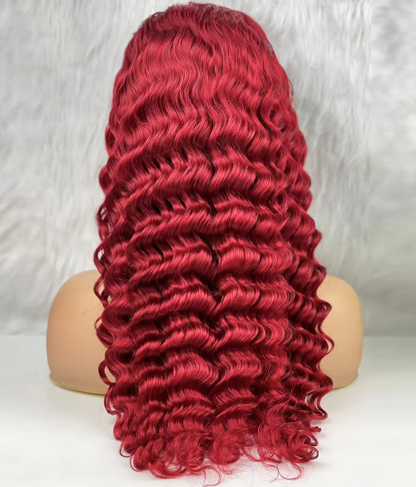 Gerçek Front Lace Tül Peruk - Yoğun Dalgalı - Kızıl 70-75cm - Görsel 5