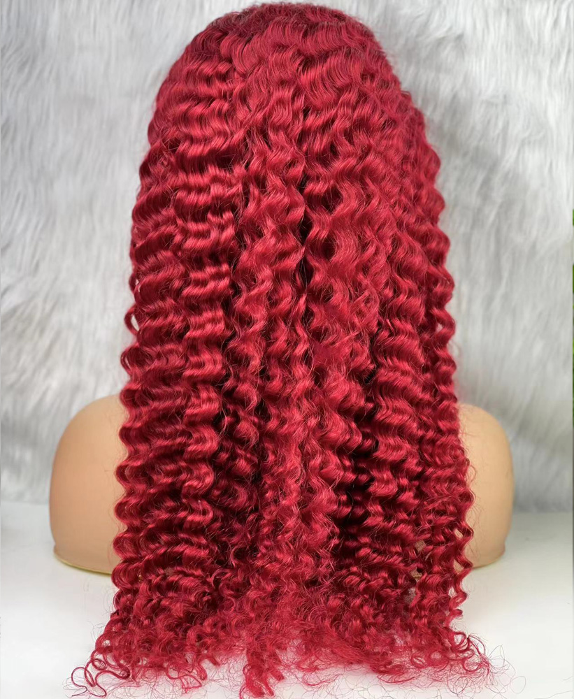 Gerçek Front Lace Tül Peruk - Derin Dalgalı - Kızıl 70-75cm - Görsel 5