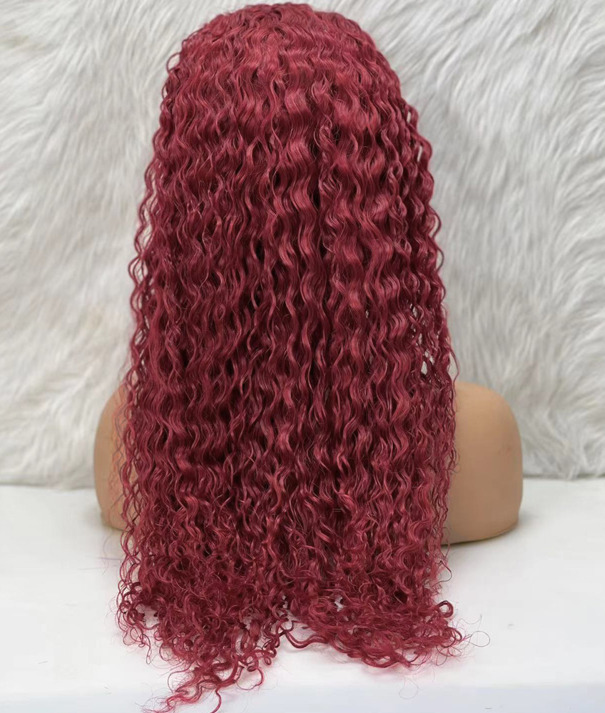 Gerçek Front Lace Tül Peruk - Su Dalgası - Koyu Kızıl 70-75cm - Görsel 4