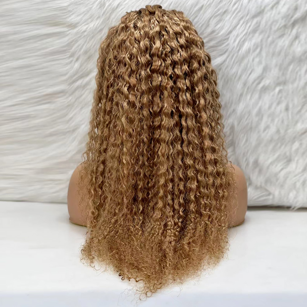 Afro Dalga Front Lace Gerçek Tül Peruk - Kumral - 70-75cm - Görsel 4