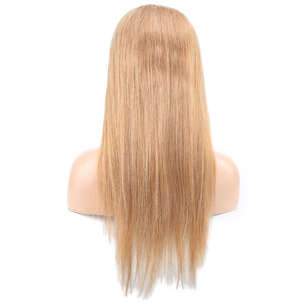 Düz Front Lace Gerçek Tül Peruk - Altın Karamel - 60-65cm - Görsel 5
