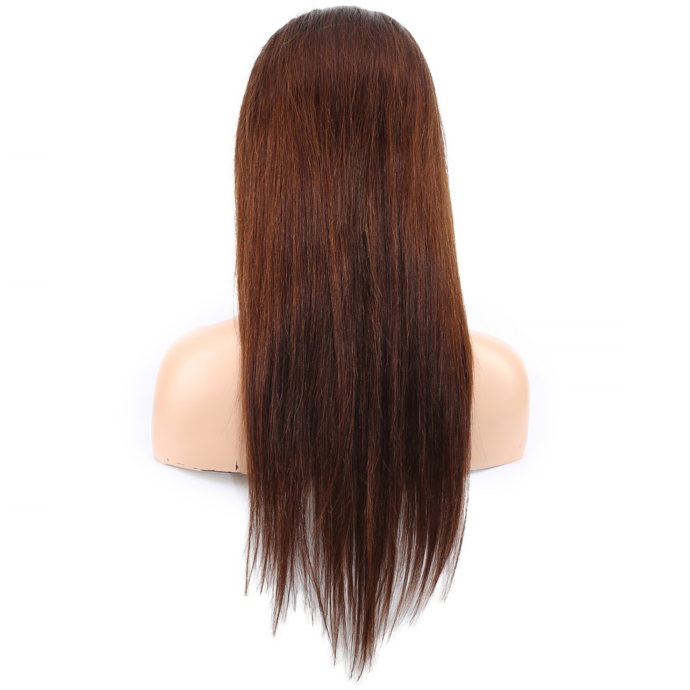 Düz Front Lace Gerçek Tül Peruk - Açık Kahve - 60-65cm - Görsel 4