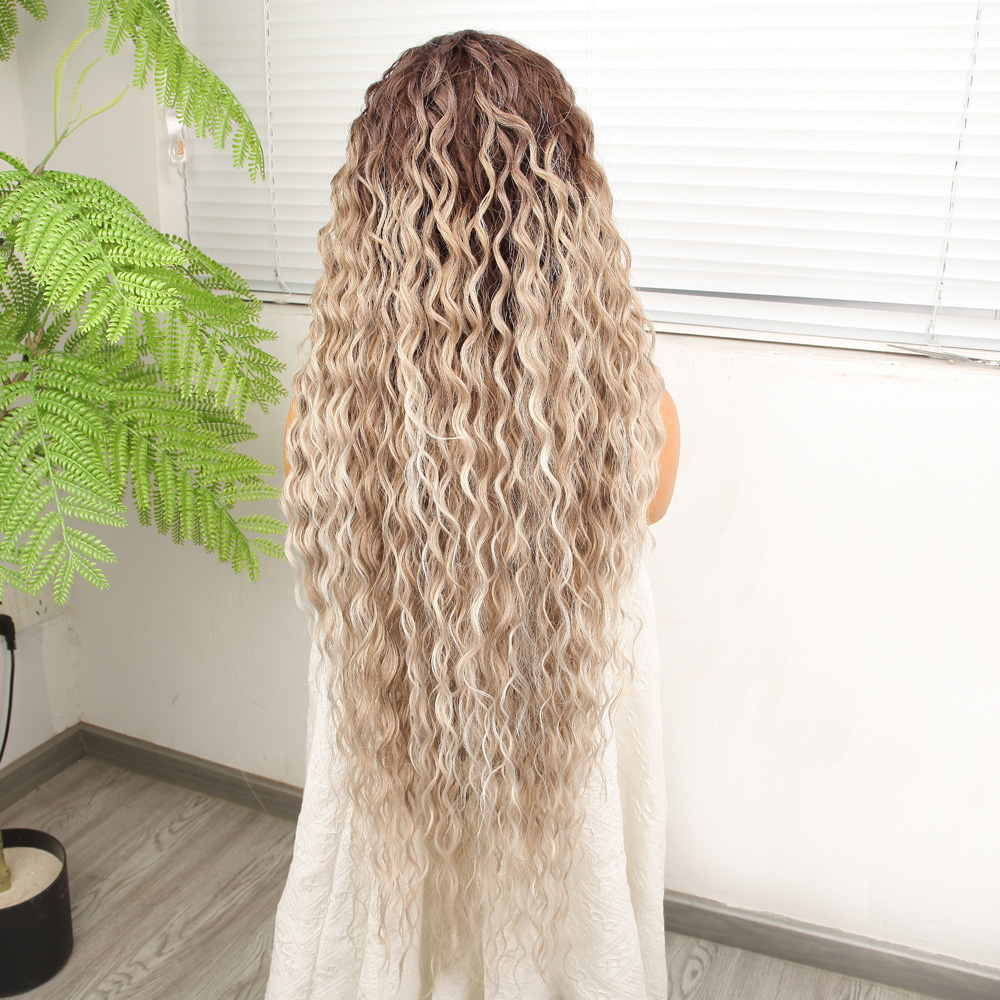 Kumral Beyaz Platin Ombre ve Röfleli Fiber Sentetik Tül Peruk - Görsel 4