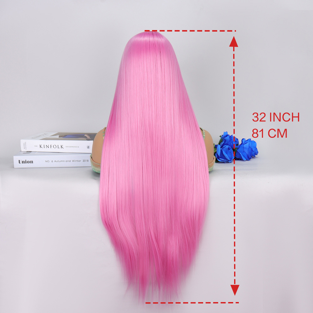 Pembe Ekstra Uzun Tül Peruk - Görsel 5