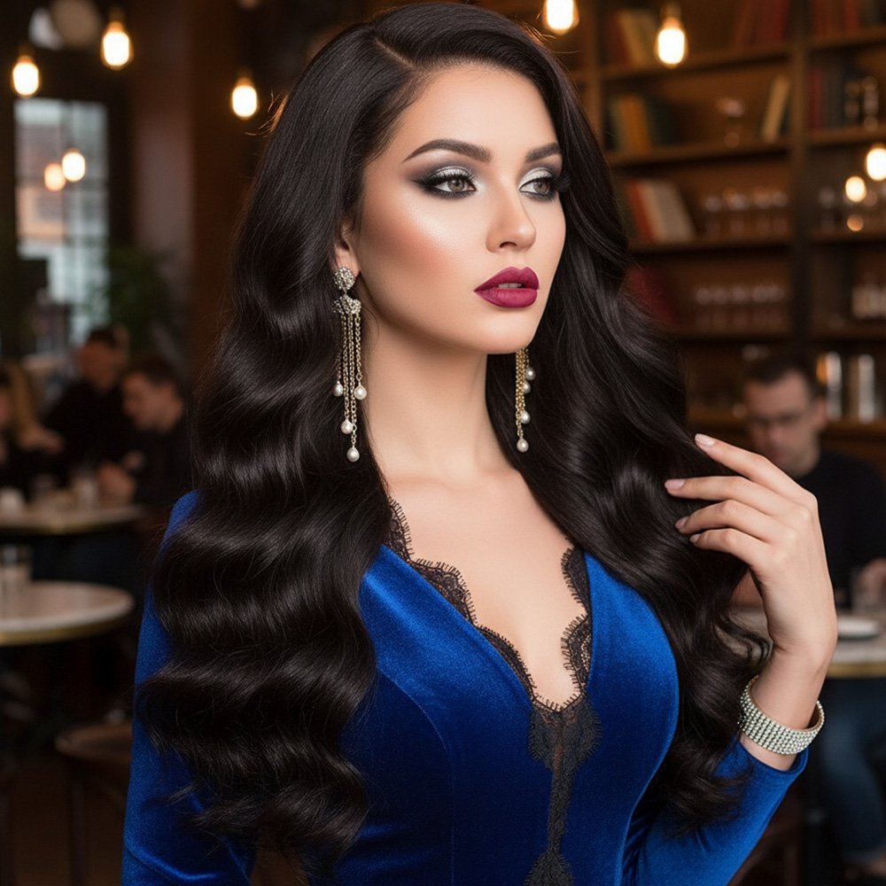 Gerçek Front Lace Tül Peruk - Dalgalı - Doğal 70-75cm