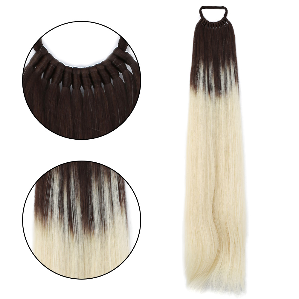 Lastik Tokalı At Kuyruğu Düz - Kumral / Platin Ombre - Görsel 2
