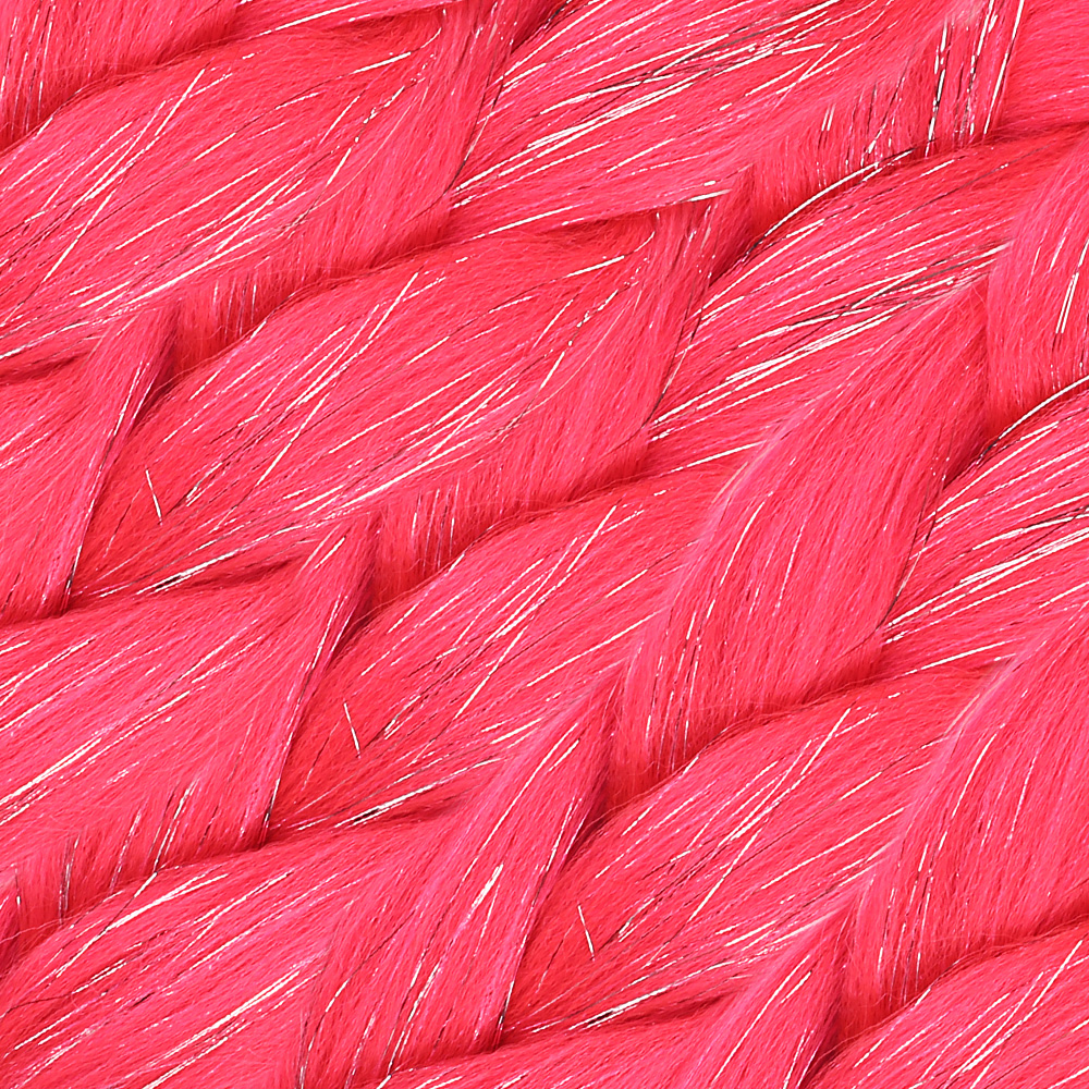 Simli Koyu Pembe Örgülük Saç 100 Gr. - Görsel 2