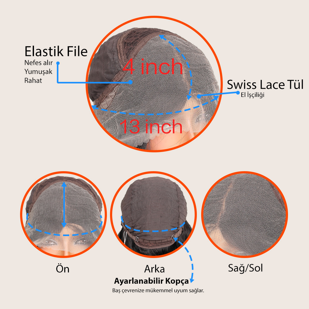 Kahve Karamel Fiber Sentetik Hafif Dalgalı Tül Peruk - Görsel 5